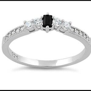 .925 Silver w Lab Created Black Diamond LAST ONE